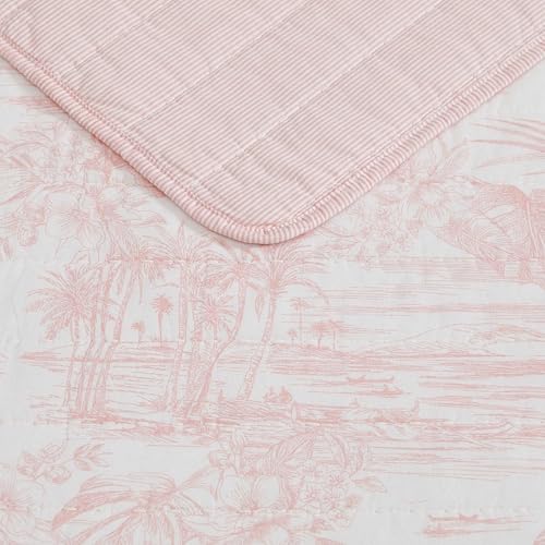 Queen Lightweight Cotton Quilt Set - Tropical Inspired Bedding with Shams