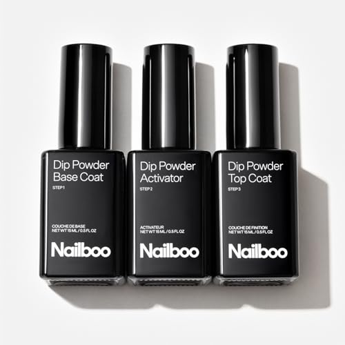 Nailboo Dip Powder Liquid Set with Base Top Coat & Activator - Long-Lasting Manicure Kit