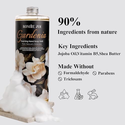 ROMIIE ZOI Gardenia Foaming Hand Soap Refill Set 3-Pack, 33.8 Fl Oz each