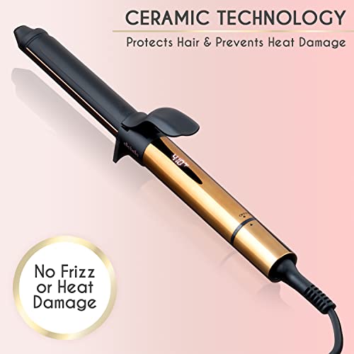 ELLA BELLA 1.25 Inch Ceramic Curling Iron & Heat Protecting Hair Oil