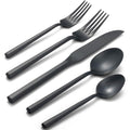Black Hexagon Forged Silverware Set for 4 - 20-Piece Stainless Steel Flatware