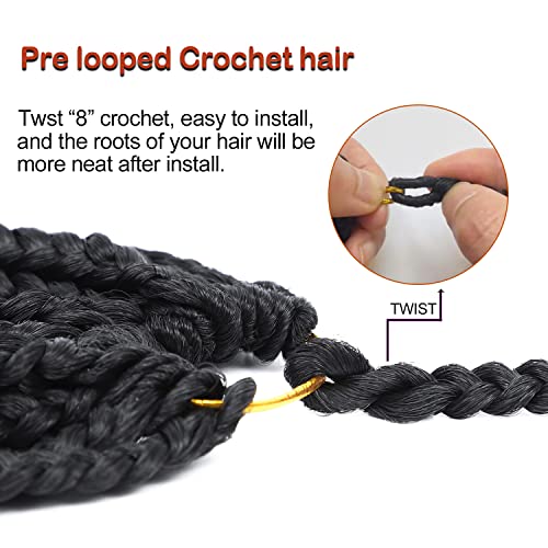 20 Inch Box Braids Crochet Hair Pre Looped for Black Women - 6 Packs, 1B