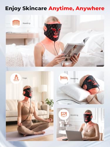 Red Light Therapy Mask for Face - 850nm NIR, 630nm Red & Blue Light - Purple Variation