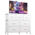 WLIVE White 7-Drawer Dresser & TV Stand for Bedroom Storage