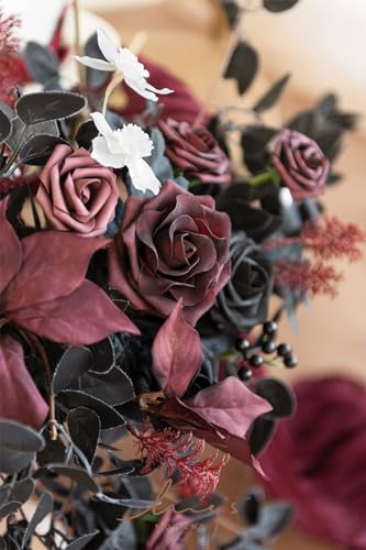 Ling's Moment 2-Pack Black Floral Wedding Arch Garlands - Handmade Silk Flowers