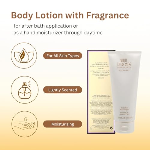 Elizabeth Taylor White Diamonds Body Lotion for Women 6.8 Oz - Fragrance & Skin Moisturizer