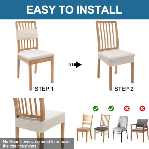 Smiry Waterproof Beige Dining Chair Seat Covers Set of 8