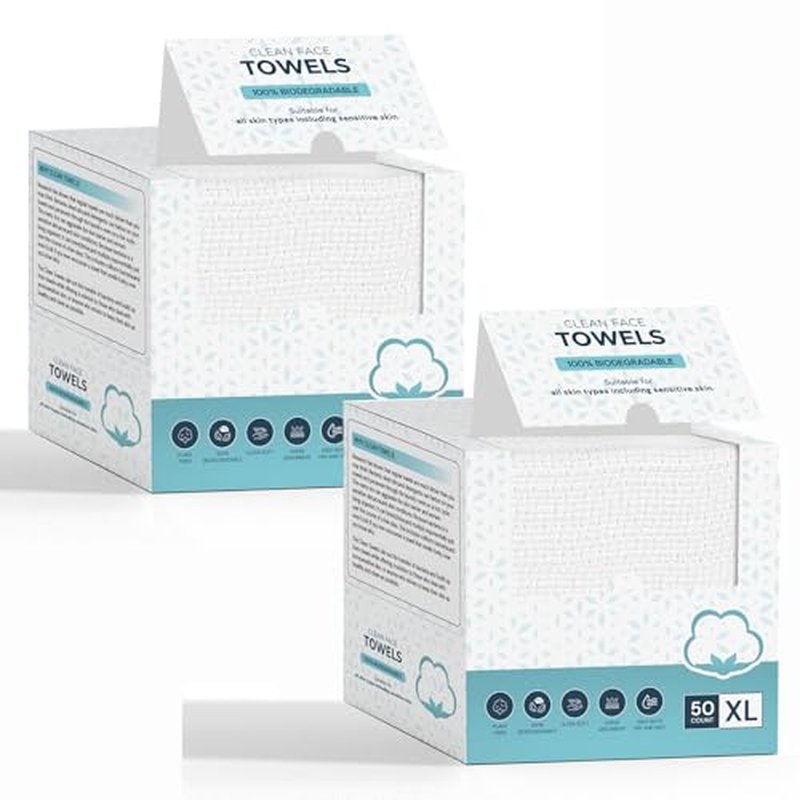 Disposable Face Towel - Face Towelettes XL, Soft&Comfortable Facial Towels Disposable,Thick Clean Towel for Sensitive Skin, Makeup Remover Dry Wipes Facial Washcloths 100 Count