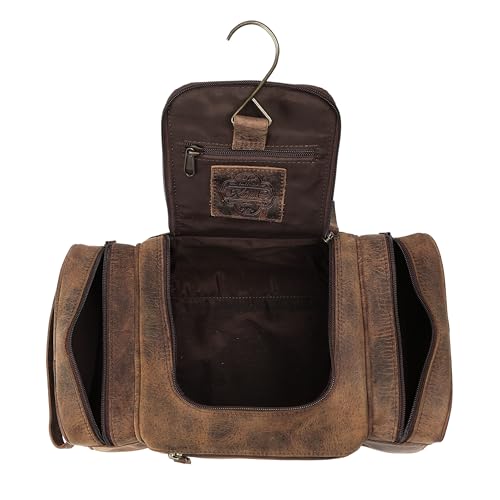 KomalC Extra-Large Leather Toiletry Bag for Men & Women ? Luxury Travel Dopp Kit with Multi-Compartment Storage, Waterproof Lining & Premium YKK Zippers ? Unisex Toiletry & Cosmetic Organizer