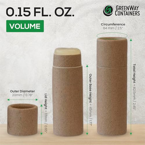 GreenWay 0.15oz Refillable Kraft Lip Balm Tubes - 25 Brown Pack, Eco-Friendly