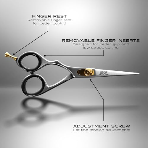 Left Handed Razor Sharp Mustache & Beard Scissors - 5.5 Inch Stainless Steel - Silver - BRV MEN