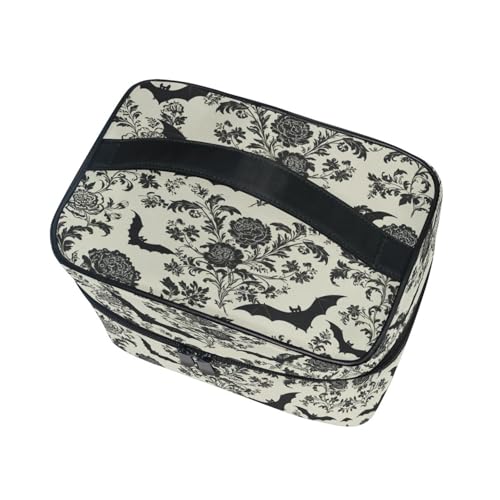 Makeup Train Case with Large Capacity - Retro Flower Portable Cosmetic Organizer A002