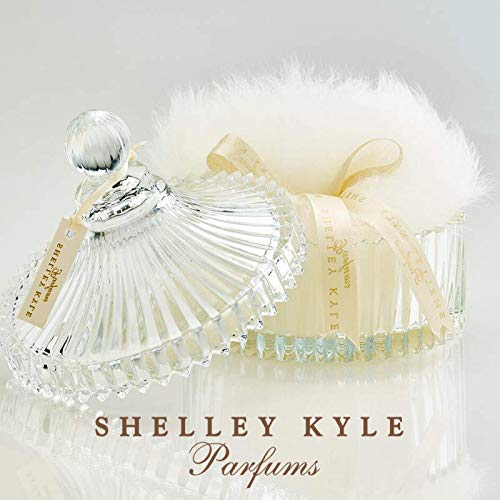 Large Handmade Wool Dusting Powder Puff with Crystal Dish - 7x7 Inches