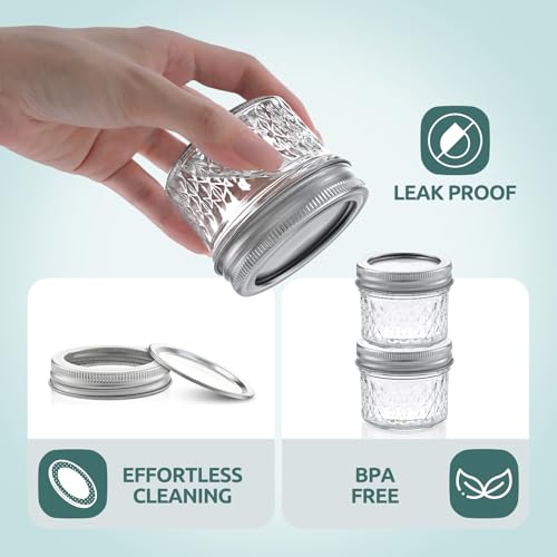 Mini Mason Jars 4 oz - 24 Pack Small Glass Jars with Airtight Lids - Perfect for Storage & Crafts (Variation: 4OZ / 24)