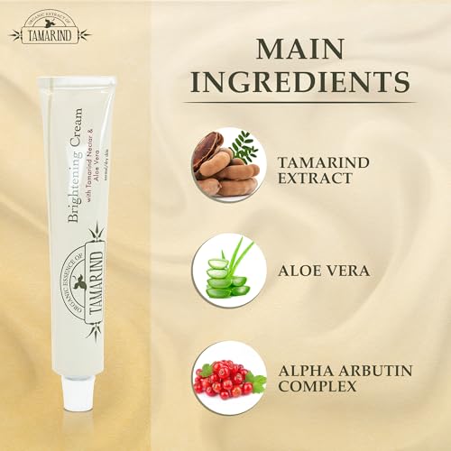 Organic Extract of Tamarind, Skin Brightening Cream - 1.7 fl oz / 50 ml - Dark Spot Cream for Hands, Knuckles, Body, Face, Underarm, Intimate Areas, with Glycering, for Men and Women