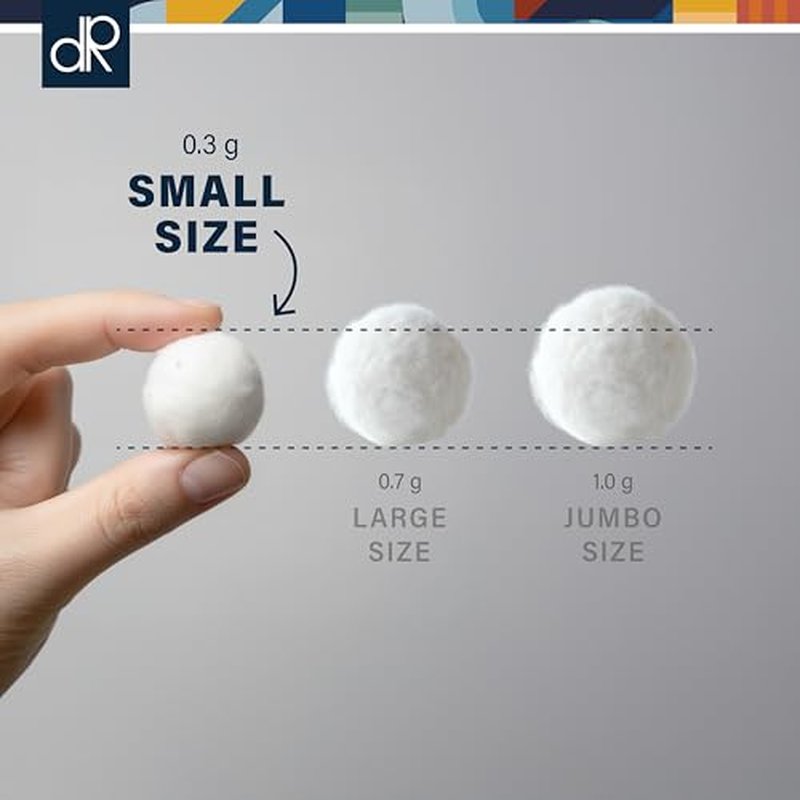 DecorRack 900 ct Small Cotton Balls, 100% Pure Natural Cotton, for Make-Up, Nail Polish Removal, Pet Care, Soft and Absorbent (Pack of 900)