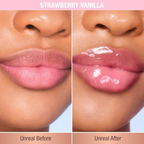 Lip Oil with Hyaluronic Acid & Vitamin E - Juicy Glossy Finish, Sheer Tint - Strawberry Vanilla