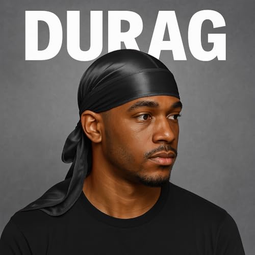 3PCS Silky Durags with Wave Brush Set for Men - Red, Black, Pearl White
