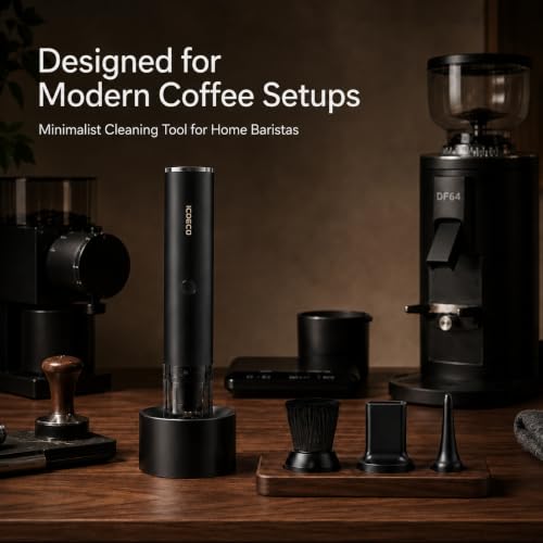ICOECO Black Coffee Grinder & Espresso Machine Vacuum Cleaner - Portable & Cordless