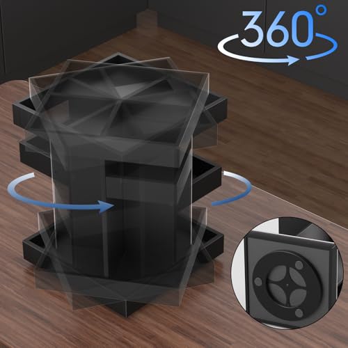 Black 360° Rotating Perfume & Grooming Organizer Stand - Large Wood Vanity Storage