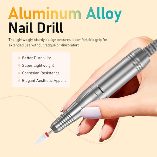 MUGLE White Portable Electric Nail Drill 35000RPM Rechargeable Manicure Machine