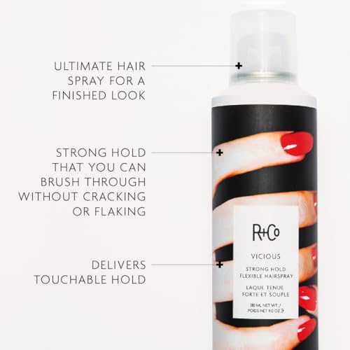 R+Co VICIOUS Strong Hold Flexible Hairspray ? Long-Lasting Hold & Flexibility, Controls Frizz & Adds Shine, All Hair Types