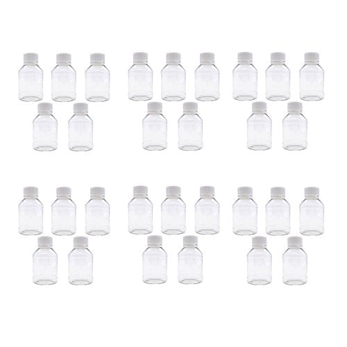 TRENDBOX Pack of 30-100ml Clear Empty PET Mini Storage Bottles Hard Plastic Durable Turn Screw Cover Cap Round Filling Liquid Rhinestones Water Container