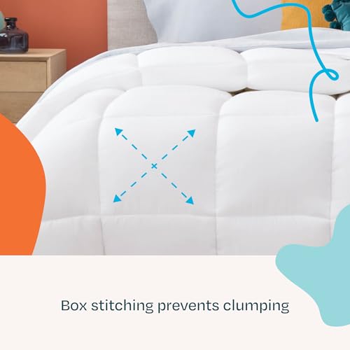 White Down Alternative Comforter with Duvet Loops - King Size All-Season Bedding
