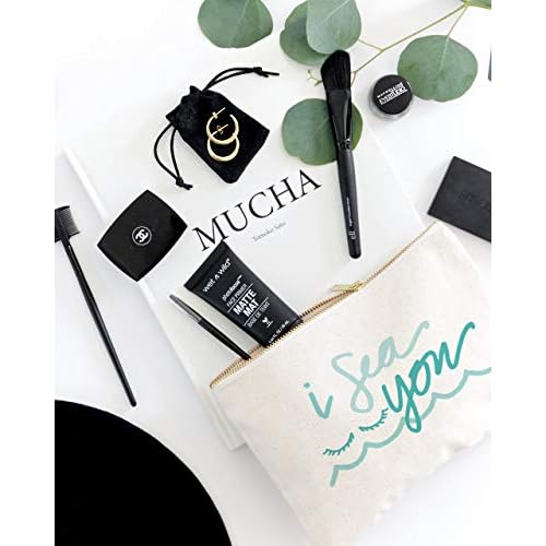 The Cotton & Canvas Co. I Sea You Summer Beach Cosmetic Bag and Travel Make Up Pouch
