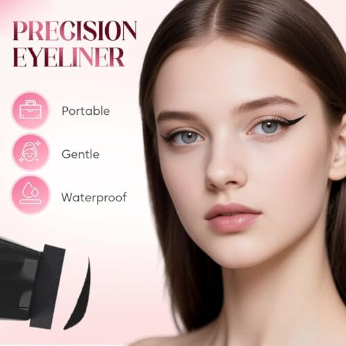 Rotating Eyeliner Stamp Pen,Foldable Winged Eyeliner Stamp,Wing eyeliner stamp,Smudge Proof & Waterpoof Eye Liner,Easy Eye Stencil Makeup Tool (2PCS-Black)