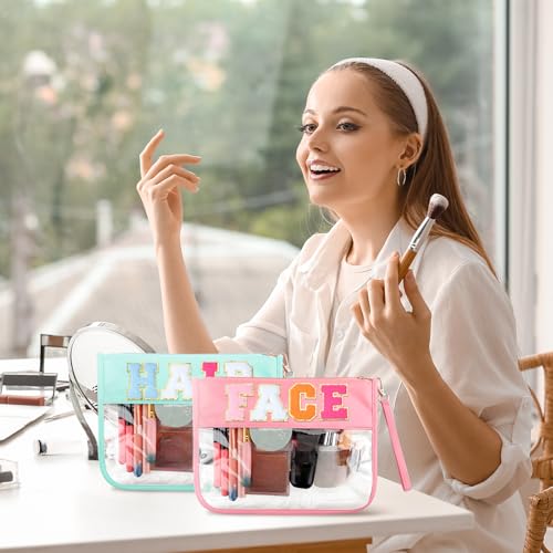 Paterr 6 Pack Clear Flat Makeup Bag Pouch - Waterproof PVC Multicolor