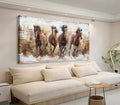Running Brown Horses Canvas Wall Art - 48x24 Inch Animal Horse Decor - Tigeridge