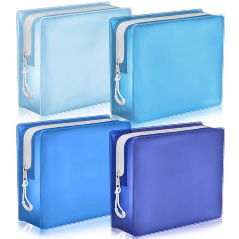 4 Pack TSA Approved Travel Toiletry Bags Frosted Translucent Leak-proof Cosmetic Makeup Bags for Women Men Travel Organizer Airport Security(Blue,8.5 x 6.3 x 2.9 Inch)