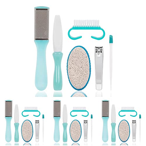 TRIM Pedicure Kit ? Everything You Need to Care for Your Feet ? Includes Toenail Clipper, Cuticle Pusher, Pumice Stone, Callus Remover, Contour Toe File, Nail Brush & Storage Pouch ? 6 (Pack of 4)