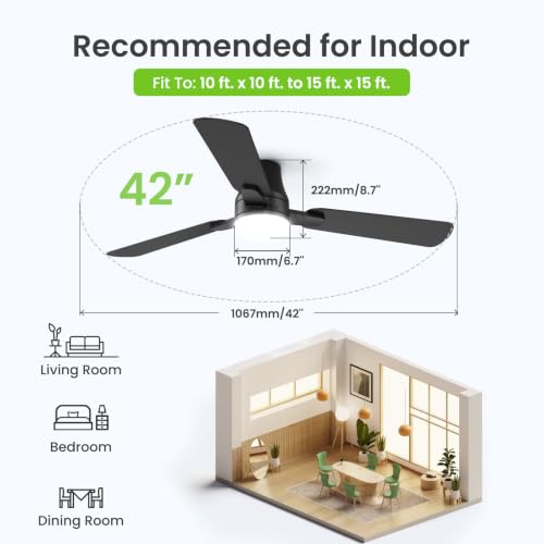 Black 42-Inch Ceiling Fan with Lights and Remote - Easy Assembly