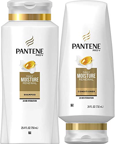 Pantene Moisturizing Shampoo & Silicon-Free Conditioner Bundle - Old Version, Dry Hair Care
