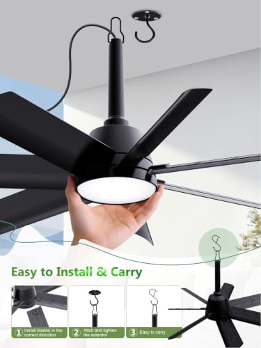 Outdoor Ceiling Fan with Light & Remote - 28 Inch Black for Gazebo & Patio - Variation 2