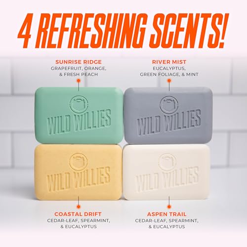 Wild Willies Moisturizing Men's Bar Soap Variety Pack 4 Scents, 6 oz