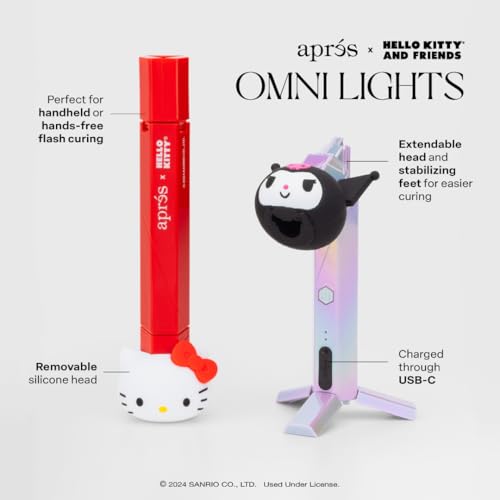 APR?S x Hello Kitty¢ç Omni Light, Gel-X UV LED Nail Lamp, Flash Curing Wand, Handheld or Standing Cordless Nail Lamp for Gel Nails