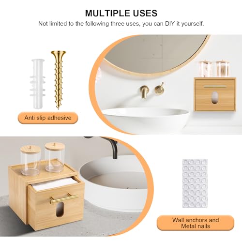 BSSN Bamboo Disposable Face Towel Holder & Organizer with 60 Towels - Variation A