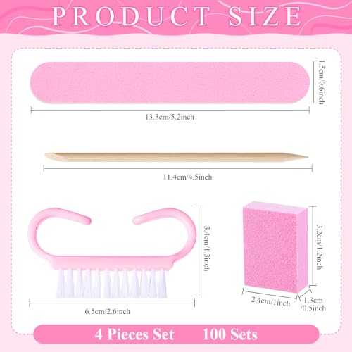 Pink Disposable Manicure Kit Set - 100 Pieces for Nail Care & Grooming
