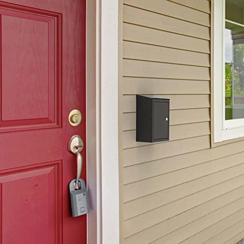 Black Key Drop Box Wall Mount Waterproof Security Storage Box - Heavy Duty, 6.5 x 14.5 x 9.7 Inches