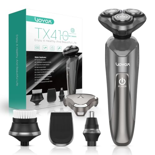 VOYOR Electric Rotary Razor for Men, 3D Floating Heads, Wet & Dry - Grey