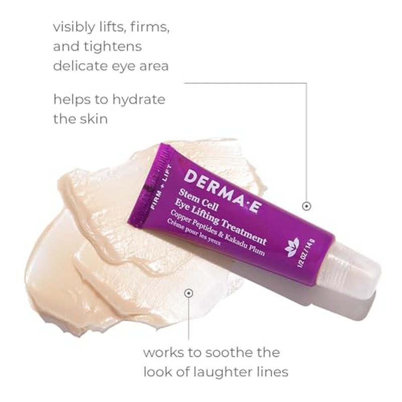 Derma E Stem Cell Lifting Eye Treatment ? Multi Action Firming and Tightening Under Eye and Upper Eyelid Cream - Hydrating and Revitalizing Moisturizer, 0.5oz - Pack of 2