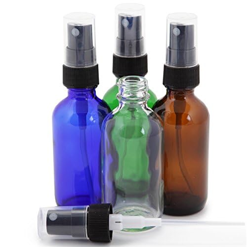 Vivaplex, 12, Assorted Colors, 2 oz Glass Bottles, with Black Fine Mist Sprayers