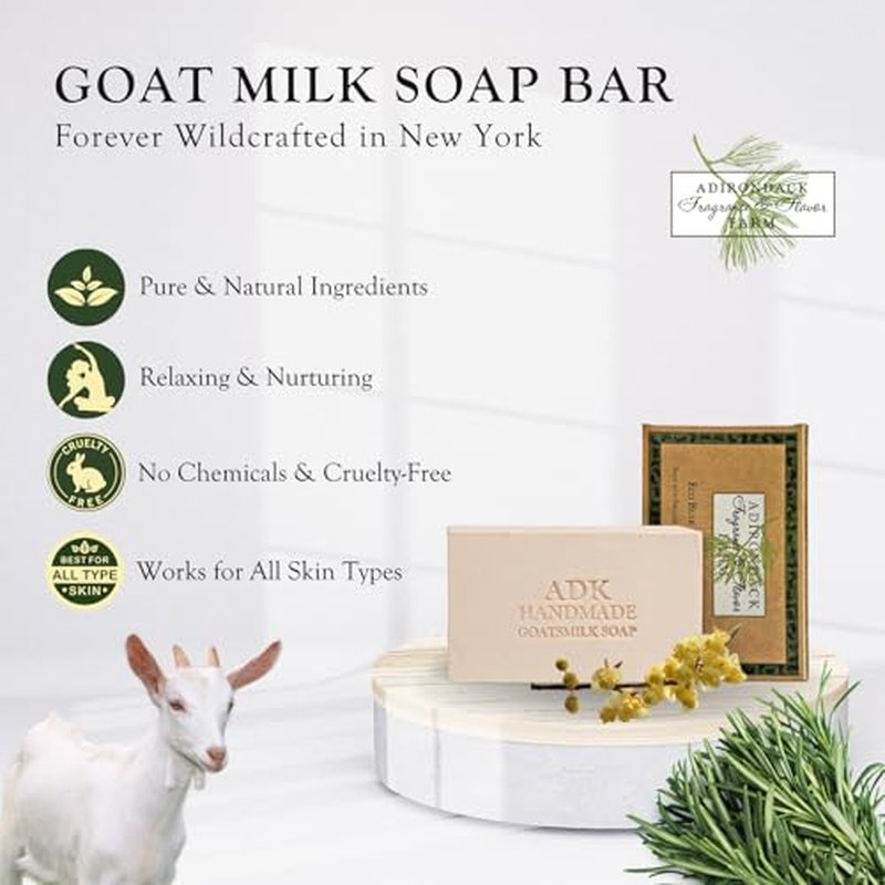 Adirondack Fragrance & Flavor Farm ADK Natural Goat Milk Soap Bar 16 oz., Handmade Vegan Olive Oil Body Soap for Dry and Sensitive Skin, Moisturising for Men, Women & Babies