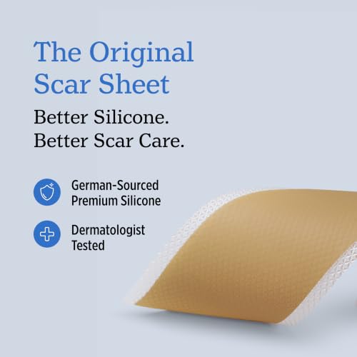 NUVADERMIS Silicone Scar Sheets - Extra Long Scar Sheets 2 Packs of 4 - Medium Tone for C-Section Tummy Tuck Keloid Surgical Scars