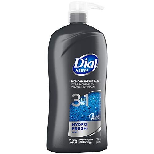 Dial Men 3 in1 Body, Hair and Face Wash, Hydro Fresh, 32 fl oz (Pack of 2)