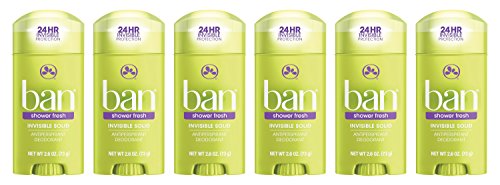 Ban Antiperspirant Deodorant for Women and Men Shower Fresh 2.6 Oz Pack of 6 - Invisible Solid