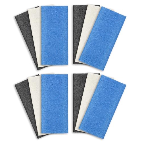Exfoliating Washcloth 12 Pack - Black, Off-White, Navy Blue, Extra Long Body Scrubbing Cloths